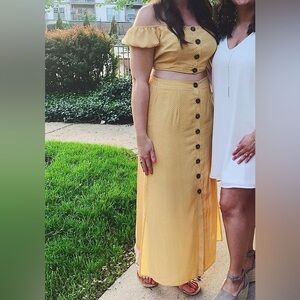 Francesca's Collections Mustard Maxi Skirt Set